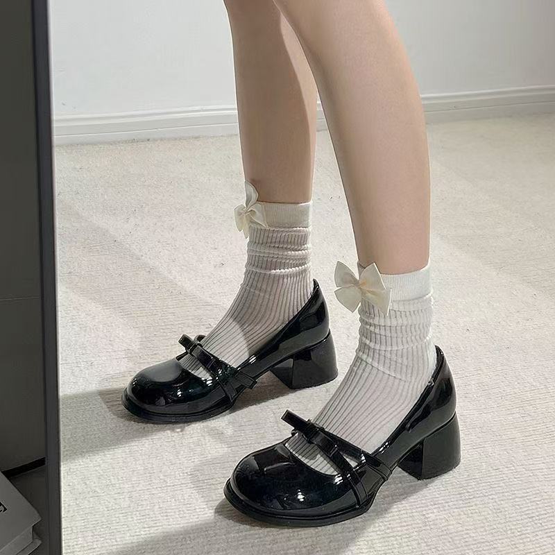 【外贸清仓】黑色单鞋女甜酷2025温柔鞋子新款纯欲绝美高跟蝴蝶结