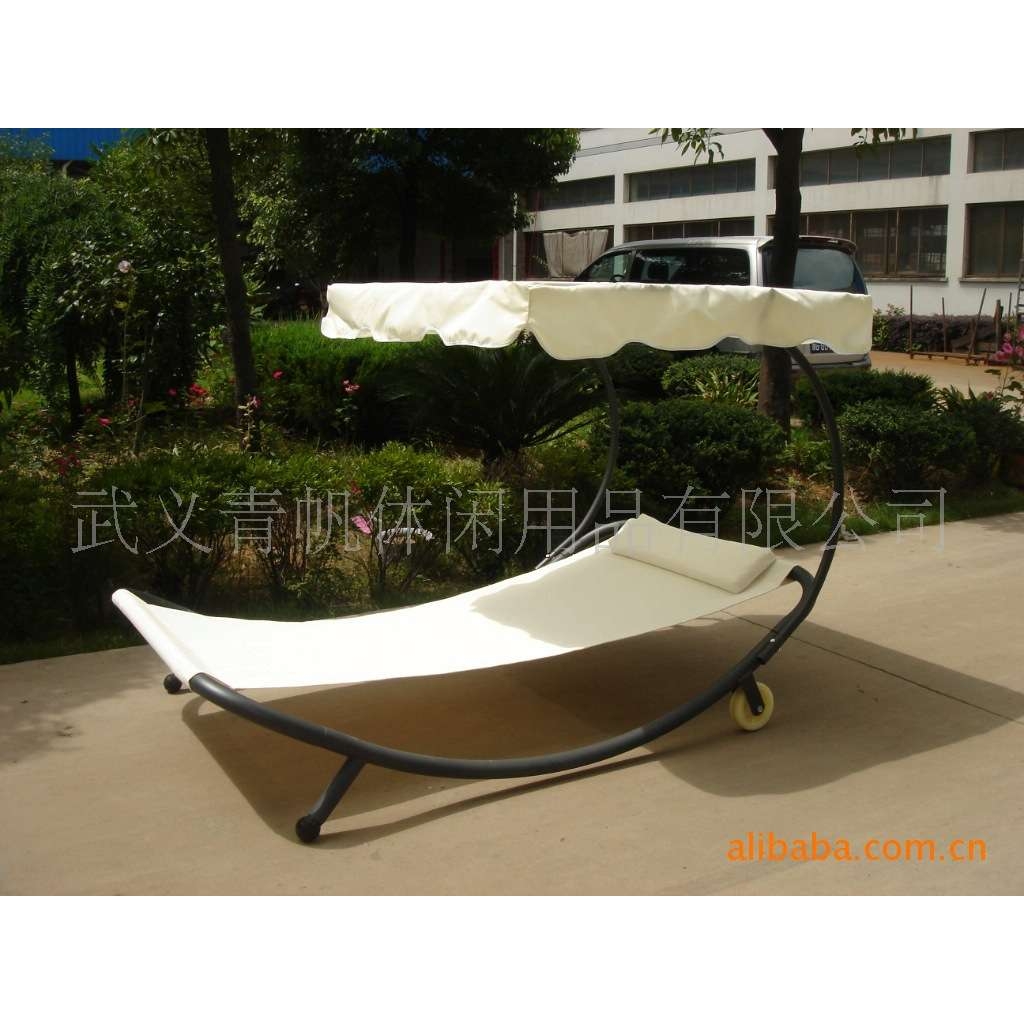 厂家供应单人躺床吊床带 金属骨架秋千椅休闲椅创意花园庭院吊床