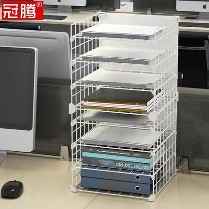 放在办公室用的置物架文件收纳开放式小型隔板分层书桌上多层书架