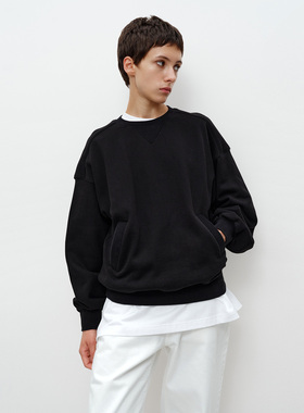 【21日19点周年庆】FILGood100%棉黑色套头卫衣 立体剪裁 FG02H04