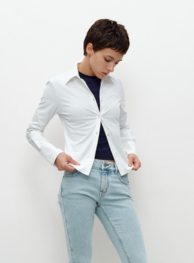 FILGood 秋冬新品 紧身白色衬衫 微弹力贴身不紧绷FG04S04