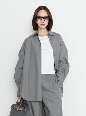 【21日19点周年庆】FILGood 100%棉灰色宽松衬衫  FG03S01