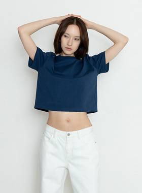 【21日19点周年庆】FILGood 100%棉纯色藏青短袖T恤 FG03T05