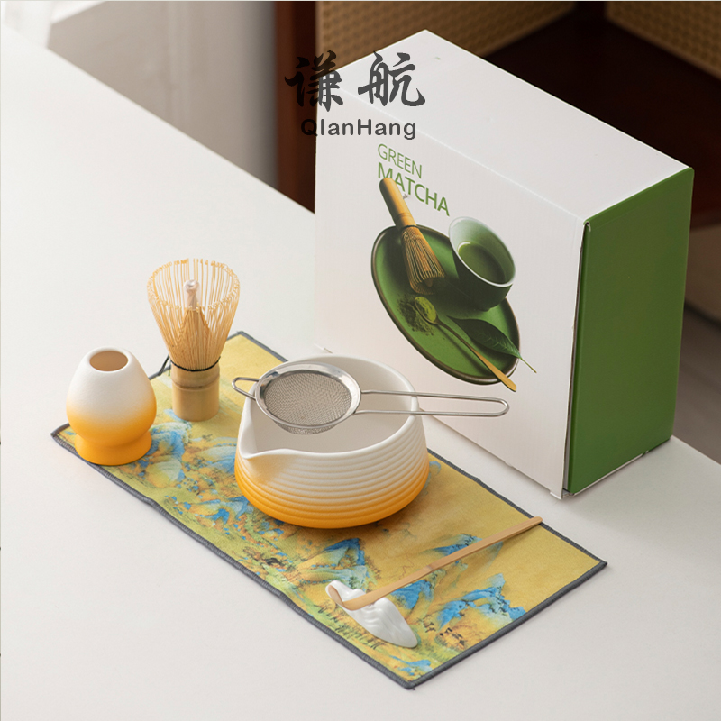 谦航抹茶工具百本立茶筅仿宋代点茶器整套茶道用具日式茶碗礼盒装