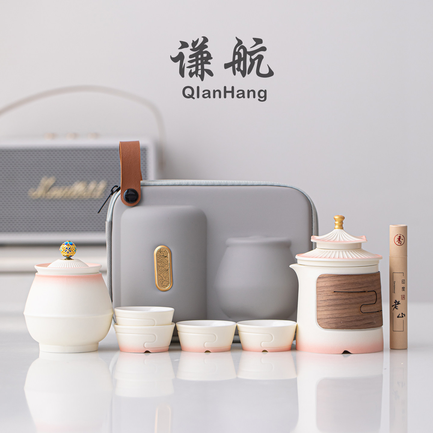 谦航故宫鎏金快客杯便携式旅行茶具套装高档长辈老师生日伴手礼物