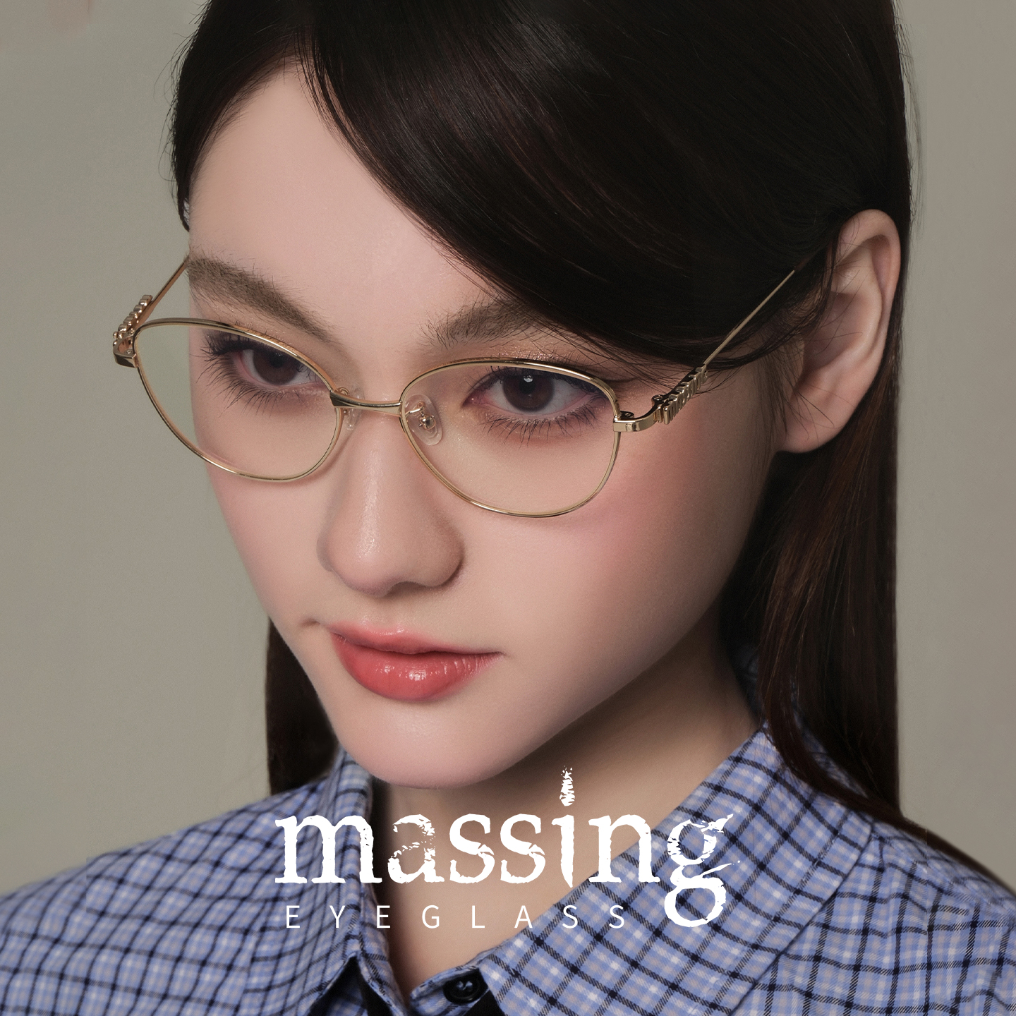 金属文艺合金框架眼镜猫眼防蓝光