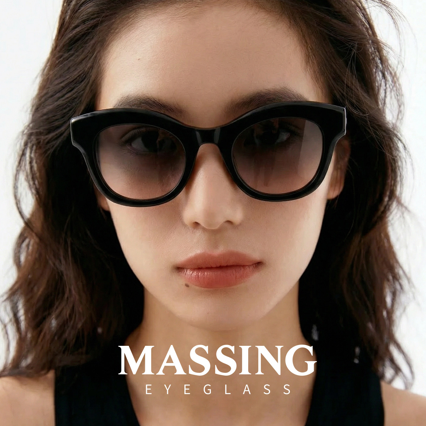 massing【25新品】波浪太阳镜时尚潮流猫眼个性渐变色墨镜A&M-030