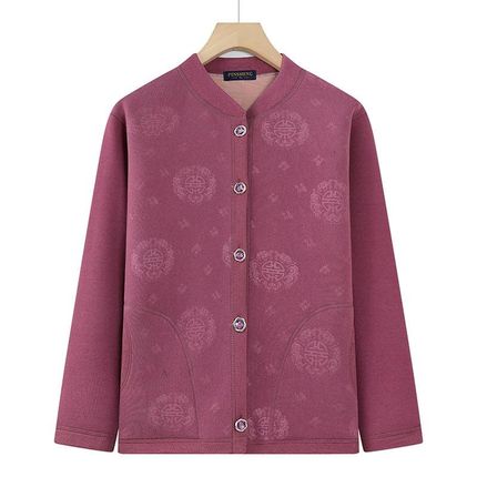中老年人冬装女开衫奶奶装秋冬加绒外套老K人衣服妈妈保暖内衣外