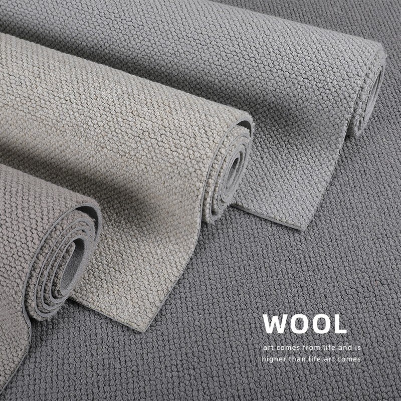 家用羊毛地毯客厅茶几毯高级感2024新款纯色素色极简卧室满铺地垫