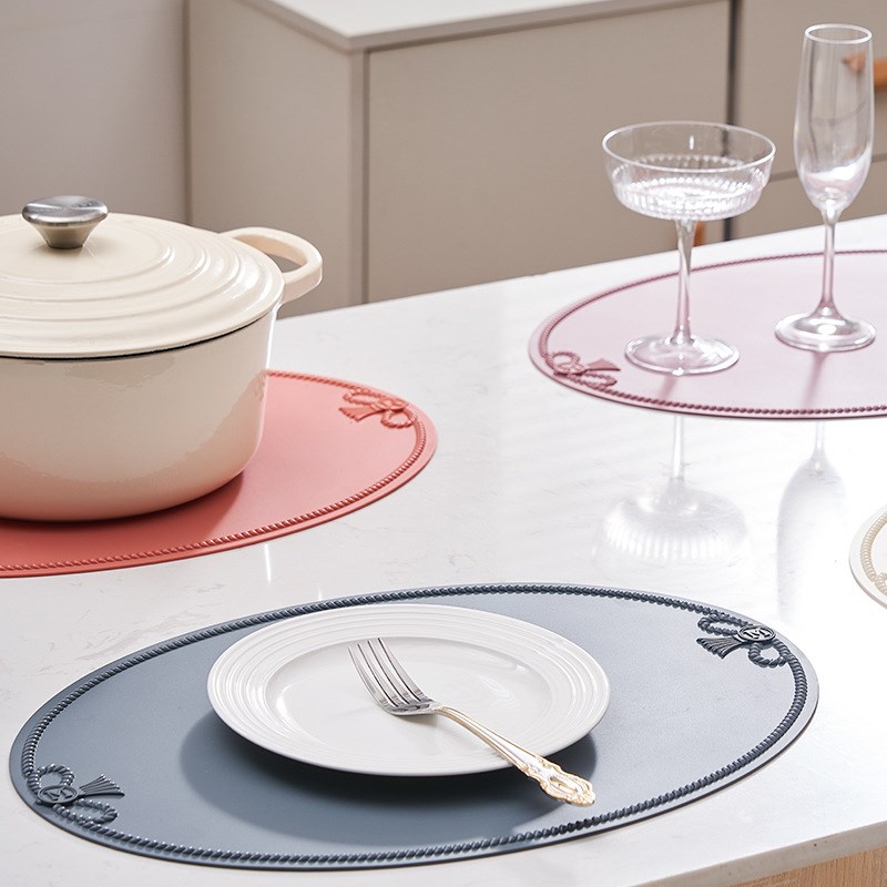椭圆硅胶隔热垫子餐垫家用北欧西餐圆形盘垫西餐垫锅垫护垫碗垫片