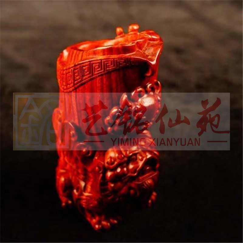 小叶紫檀貔貅杯摆件高油密整料雕刻手把件工艺品送礼佳品