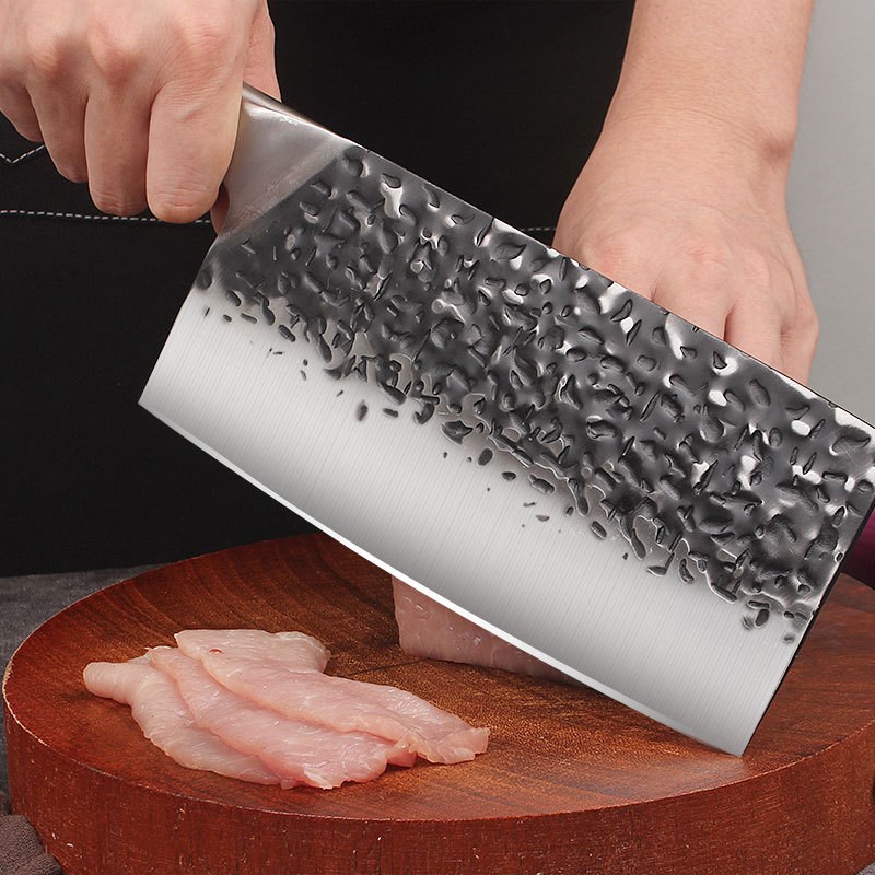 锤纹锻打菜刀厨房家用砍骨刀网红锋利切肉切片刀厨师免磨斩切刀
