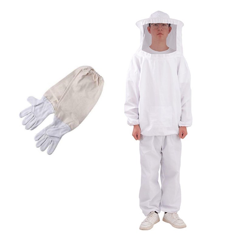 防蜂服工作服养蜂衣纯白加厚防蜂衣分体防蜂服白色分体连体防蜂衣