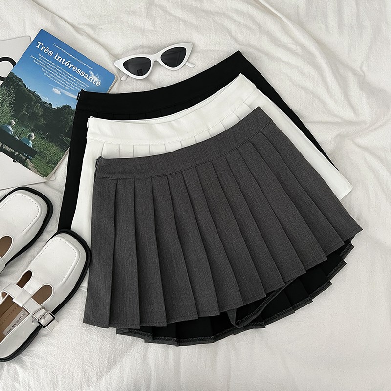 甜辣学院风高腰显j瘦半身裙防走光短裙百褶裙小个子女2025夏季新