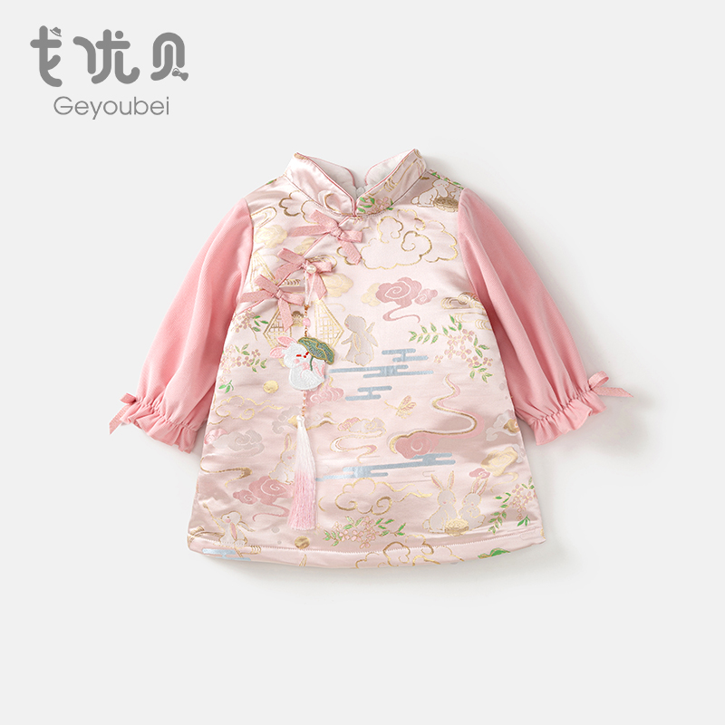 宝宝连衣裙女秋冬中l国风1一3岁女童改良汉服襦裙婴幼儿周岁礼服