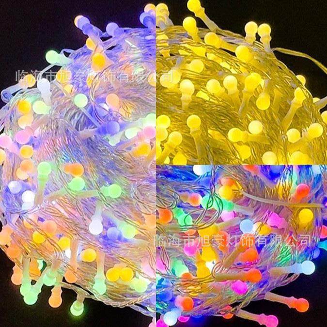太阳能led爆米花灯无极变色圆球灯串庭院露营摆摊氛围节日装饰彩
