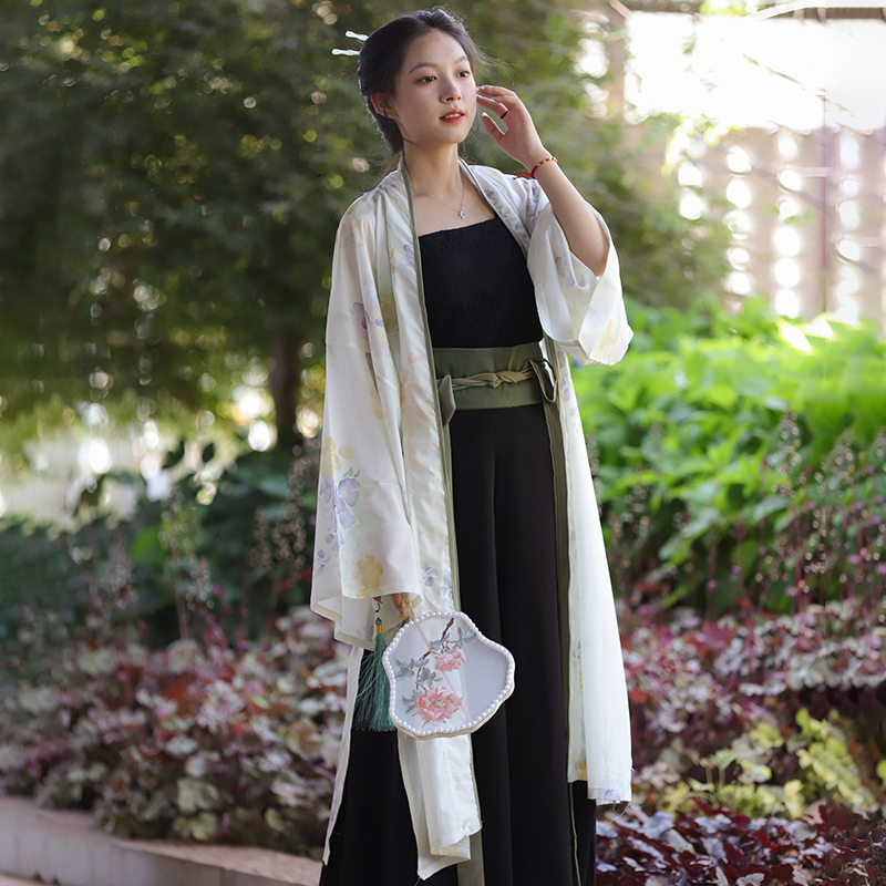 新中式宋制汉服女k长干寺对襟长衫褙子日常通勤改良宋裤三件套夏
