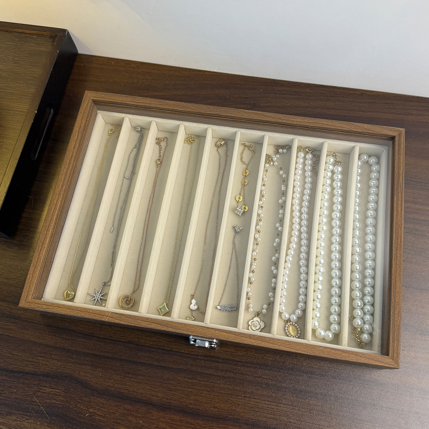 10格珍珠项链收纳盒高档精致