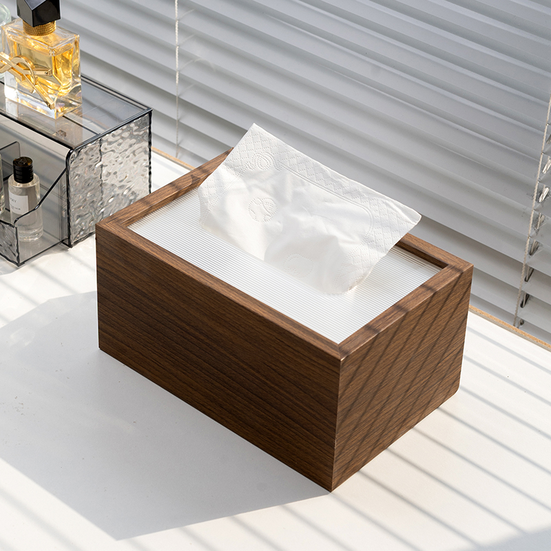 中古风纸巾盒家用木质复古客厅茶几卷纸抽纸收纳盒高档餐厅抽纸盒