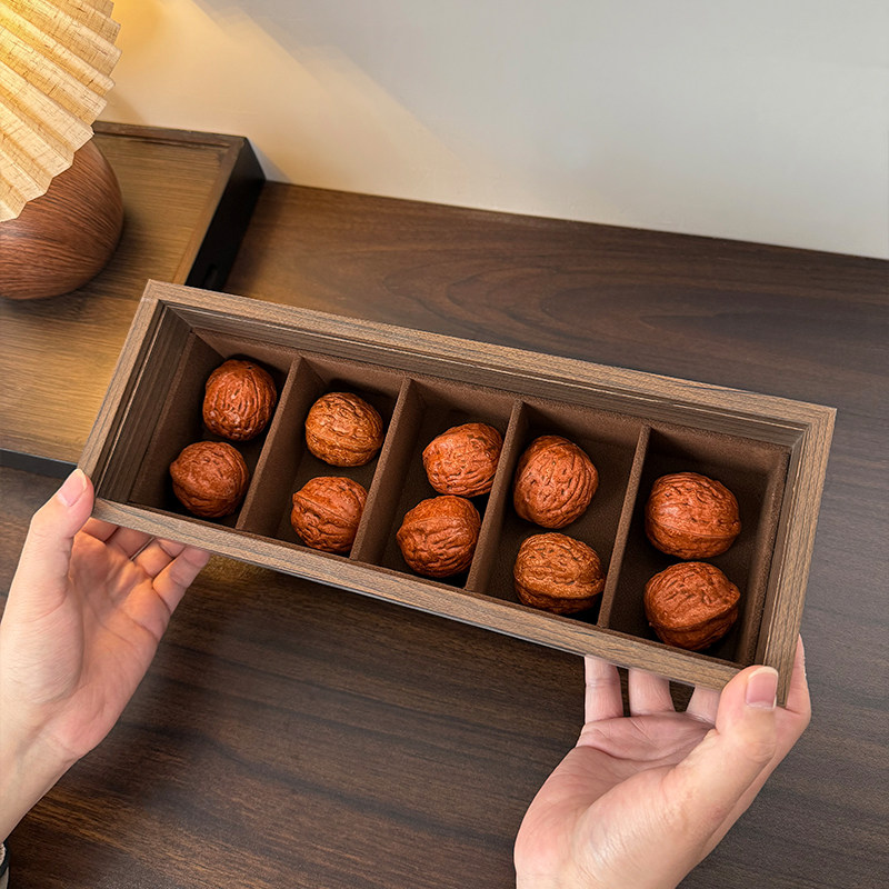 文玩核桃手链串收纳盒专用收藏精致实木质大容量高档防尘展示盒子