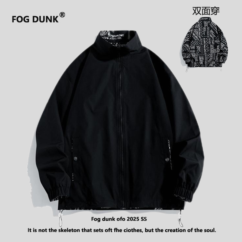FOG DUNK双面穿夹克男士春秋新款冲锋衣潮牌宽松时尚防风外套