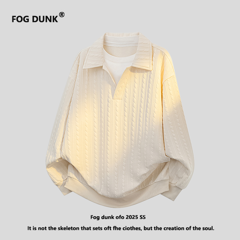 FOG DUNK美式复古假两件拼接翻领卫衣男秋季新款宽松休闲外套男