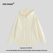 DUNK美式 复古连帽针织开衫 连帽男女款 FOG 春秋季 潮牌宽闲毛衣外套