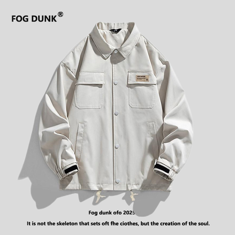 FOG DUNK美式工装夹克春秋新款潮牌宽松衬衫夹克男女同款翻领外套