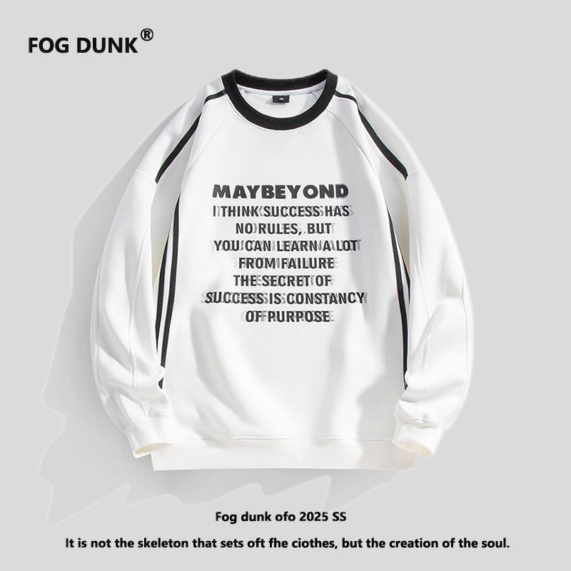 FOG DUNK卫衣男春秋冬季2024新款美式重磅300g条纹圆领无帽长袖