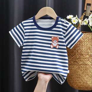 嬰兒短袖 童裝 半袖 上衣0歲1幼兒3寶寶女 T恤衣服純m棉女童男童夏裝
