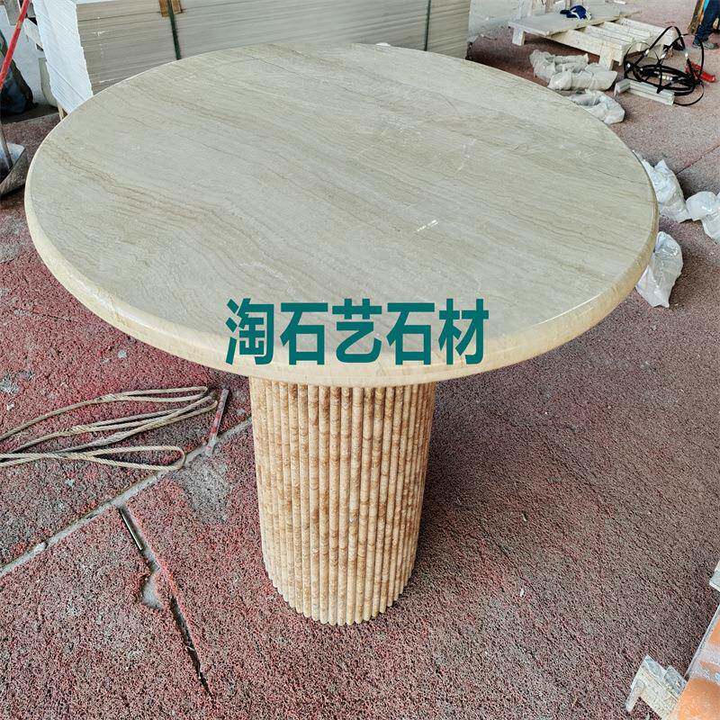 米白洞桌波纹脚柱栏杆楼梯级边几