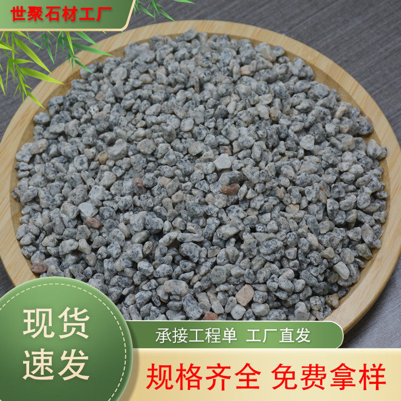 南京厂家黑白点碎石芝麻白石子花岗岩石材园林造景水磨石地坪石子