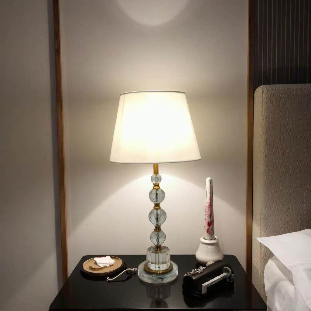 table lamp欧式水晶床头台灯轻奢豪华后现代卧室布罩台灯客厅装饰