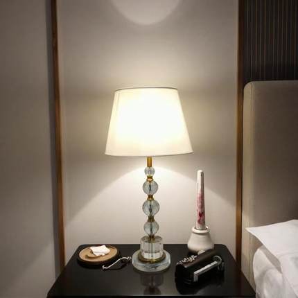 table lamp欧式水晶床头台灯轻奢豪华后现代卧室布罩台灯客厅装饰
