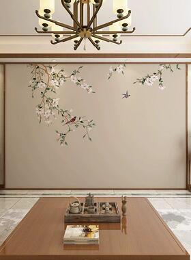 8d新中式花鸟集成墙板简约电视背景墙护墙板客厅沙发竹木纤维墙板