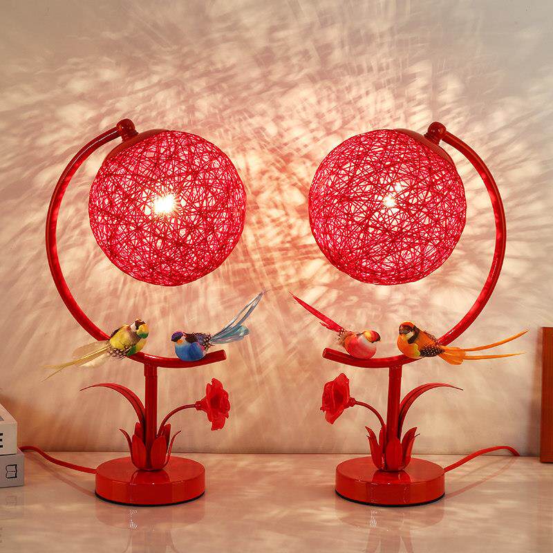 婚礼礼品台灯婚房卧室浪漫温馨婚礼欧式床头灯装饰永恒灯红对