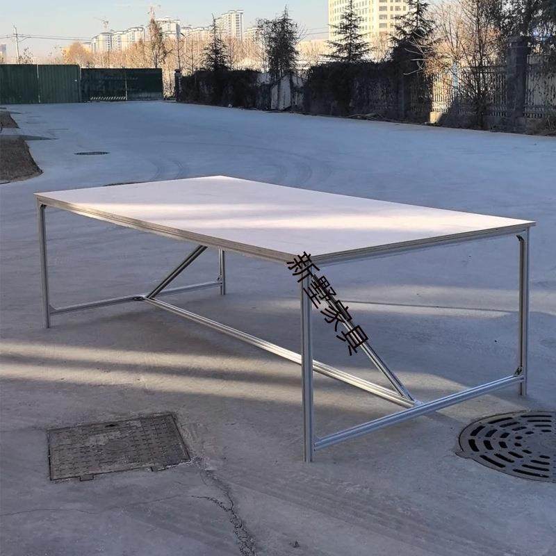 简约海洋板创意工作台铝型材长方形书桌办公桌会议桌餐桌餐厅桌子