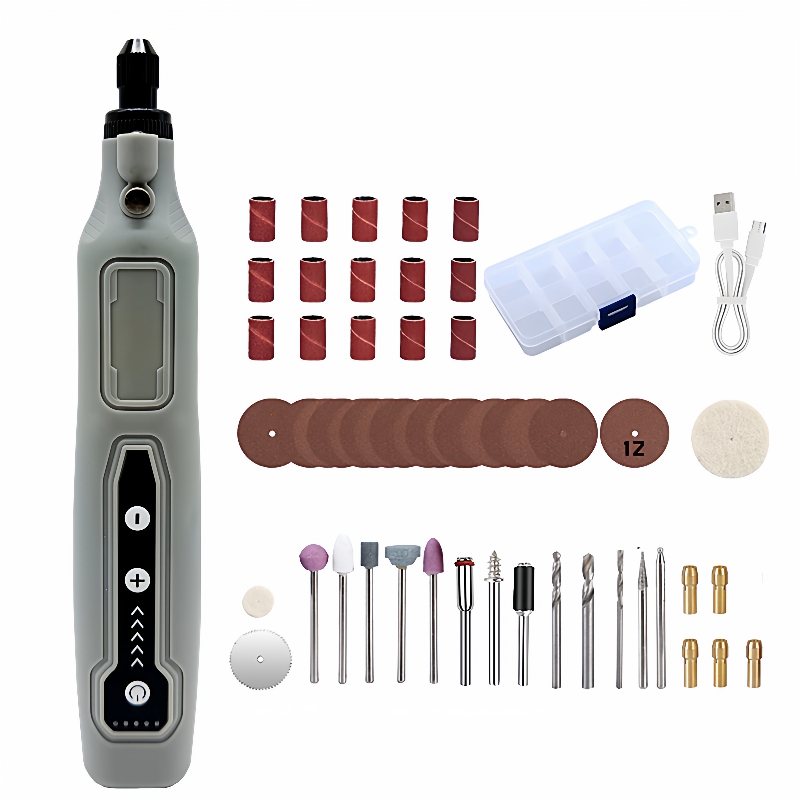 跨境50PC调速迷你打磨机 无绳微型电钻雕刻打磨抛光磨甲208A充电