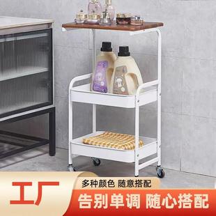 多层收纳置物架家用客厅卧室整理收纳储物架移动带桌板推车置物架