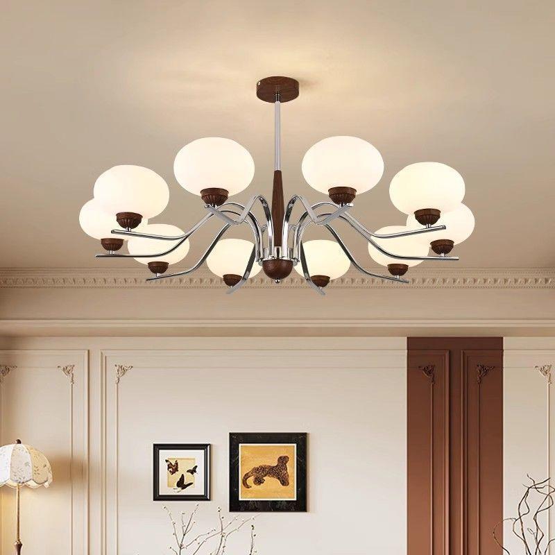 中古风客厅吊灯高级感法式复古大厅主灯餐厅大气实木2025新款灯具