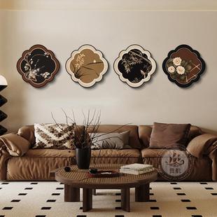 中古风客厅装饰画梅兰竹菊走廊过道组合挂画复古入户玄关灯壁画