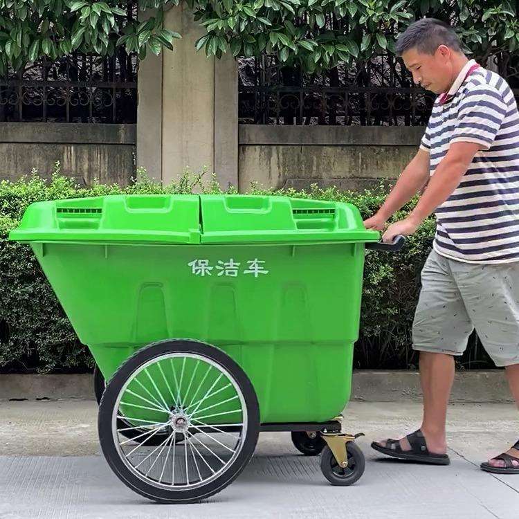 400L550L塑料环卫保洁清运车移动垃圾桶垃圾车手推车户外带盖带轮