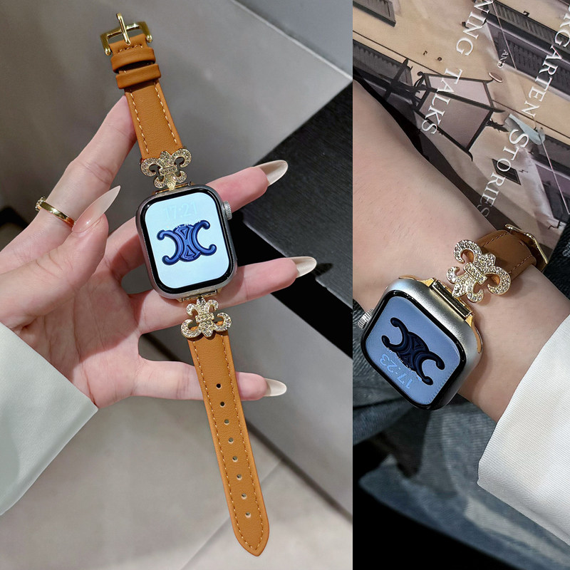 佐仕盾iwatch带钻牛皮表带