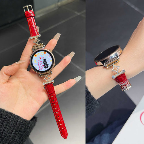 适用华为GT5pro手表GT4表带gt3/gt5创意水钻四叶草女款红色表带watch4/3pro高级感Magic腕带手环9细款Fit3