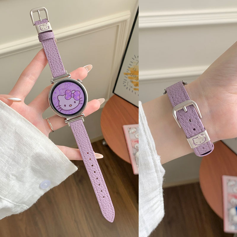 适用VIVO Watch5手表GT表带1女生3新款OPPO X2 mini真皮荔枝纹KT猫表带4Pro手表watch GT细2透气iQOO watch3