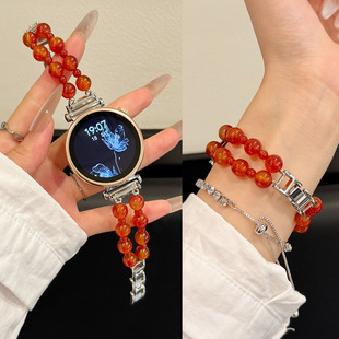 GT轻奢高级感iQOO 腕带vivo手表watch watch3表带 X2mini手表4pro表带3红玛瑙串珠手链watch5女新款 适用OPPO