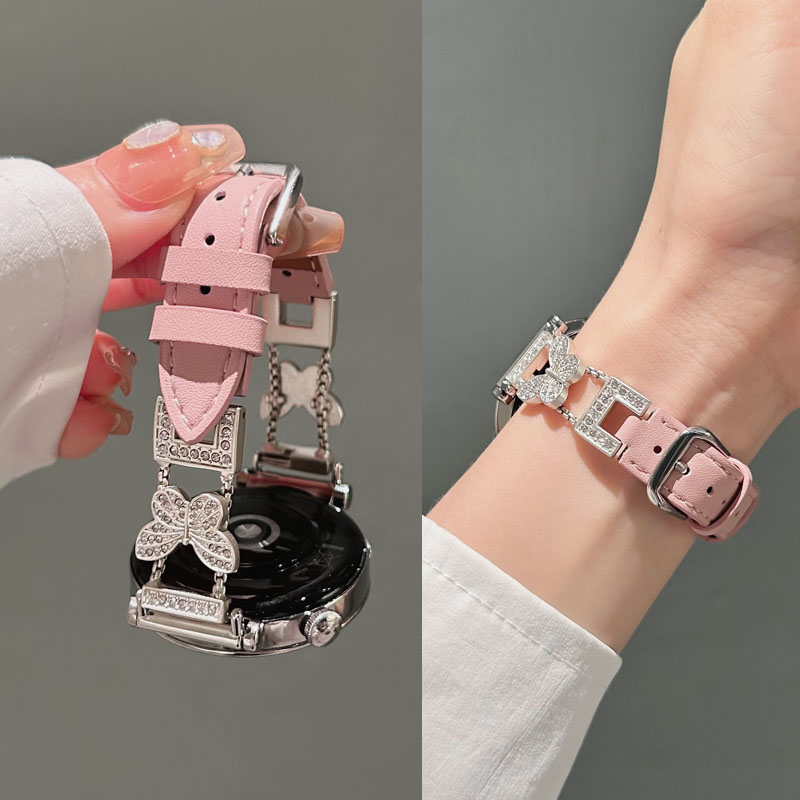 适用小米手表watch S4表带真皮S3/S2/S1满钻蝴蝶Color2轻奢女款腕带红米watch5/4夏天透气小米手环9/8/pro