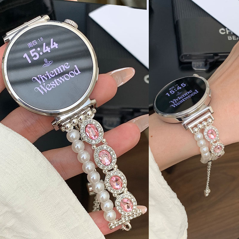 适用VIVO Watch5手表GT表带1女生3新款OPPO X2 mini彩钻珍珠4Pro手表watch GT2细款2轻奢iQOO watch3高级感