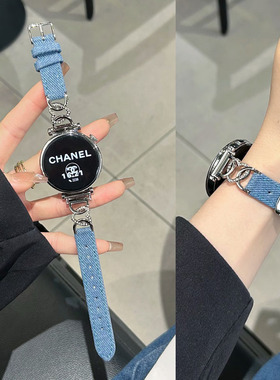 适用OPPO X2mini手表4pro表带女生3新款watch5镶钻爱心牛仔vivo watch3手表watch GT透气1细款高级感iQOO表带