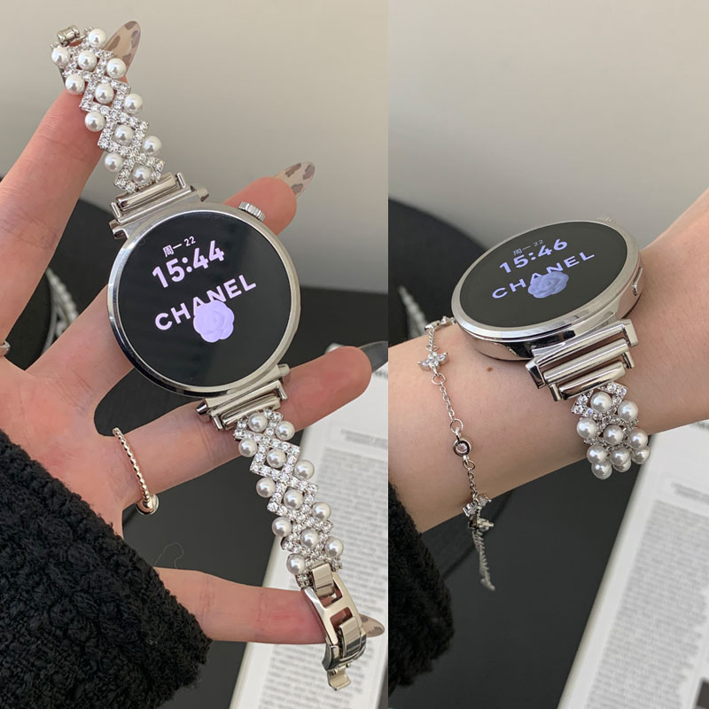 适用华为珍珠镶钻手镯表带